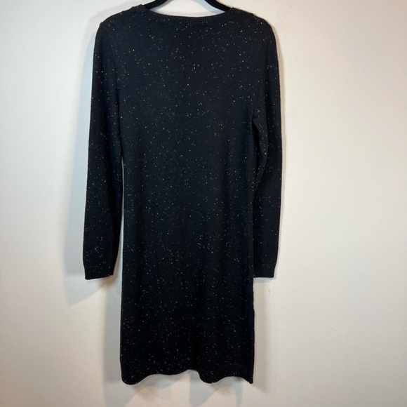 Talbots Womens Tweed Side Tie Sweater Dress Black Knit Long Sleeve Stretch Small - Picture 10 of 13